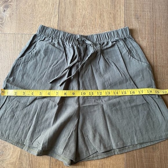 NWOT Women Solid High Waist Linen Blend Shorts Pants Beach Shorts (Size L) - Picture 7 of 7